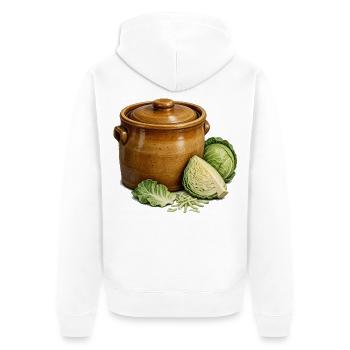 Steinzeug-Krocken und die Kohlernte - Unisex Premium Bio Zip Hoodie - Weiß - Hinten - Thijin (182cm)