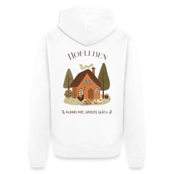 Hofleben Kleiner Hof Bauernhof Hühner Landleben - Unisex Premium Bio Zip Hoodie - Weiß - Hinten - Thijin (182cm)