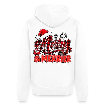 Merry & Merrier Plaid Weihnachten - Unisex Premium Bio Zip Hoodie - Weiß - Hinten - Thijin (182cm)