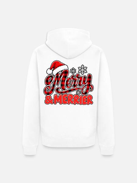 Merry & Merrier Plaid Weihnachten - Unisex Premium Bio Zip Hoodie - Weiß