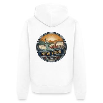 New York Skyline Vintage Reisesouvenir Geschenk - Unisex Premium Bio Zip Hoodie - Weiß - Hinten - Thijin (182cm)