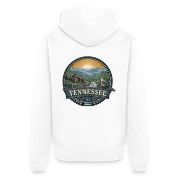 Tennessee Smoky Mountains Retro-Reiseabzeichen - Unisex Premium Bio Zip Hoodie - Weiß - Hinten - Thijin (182cm)