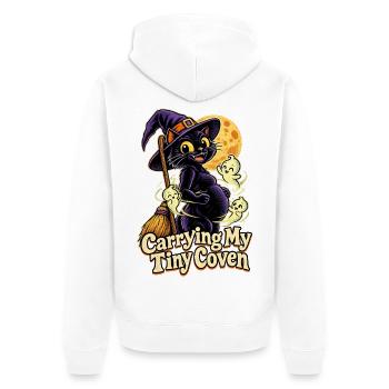 Carrying My Tiny Coven Halloween Schwanger - Unisex Premium Bio Zip Hoodie - Weiß - Hinten - Thijin (182cm)