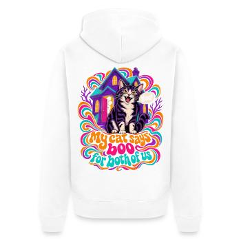 My Cat Says Boo For Both Of Us schüchterner - Unisex Premium Bio Zip Hoodie - Weiß - Hinten - Thijin (182cm)