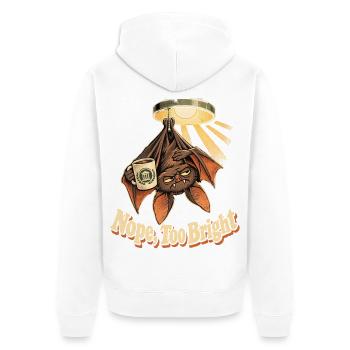 Nope Too Bright Vampirfledermaus Wohnheim Lampe - Unisex Premium Bio Zip Hoodie - Weiß - Hinten - Thijin (182cm)