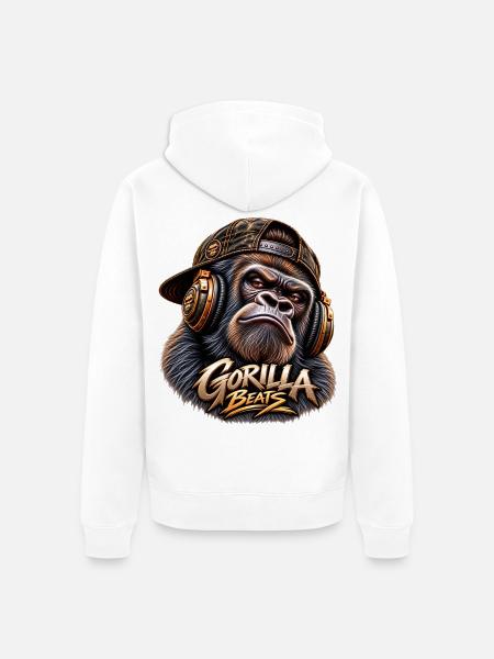 GORILLA BEATS – Urban Sound - Unisex Premium Bio Zip Hoodie - Weiß