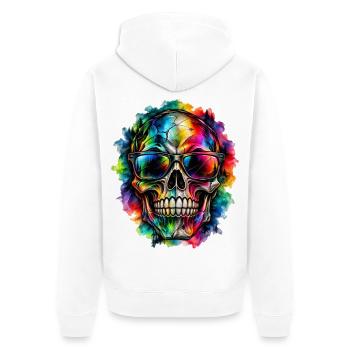 Color Skull – Wild Vision - Unisex Premium Bio Zip Hoodie - Weiß - Hinten - Thijin (182cm)