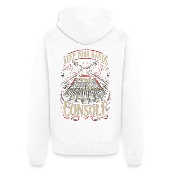 Tontechniker Keep Your Hand Off My Console - Unisex Premium Bio Zip Hoodie - Weiß - Hinten - Thijin (182cm)