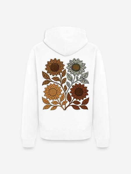 Boho Safari Sunflowers - Unisex Premium Bio Zip Hoodie - Weiß