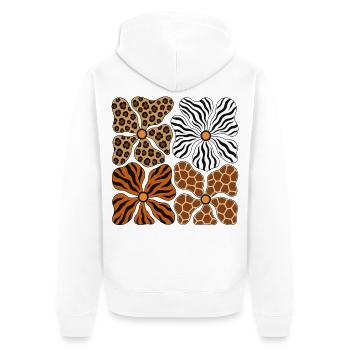 Boho Safari Blumen Leopard Zebra Giraffe Tiger - Unisex Premium Bio Zip Hoodie - Weiß - Hinten - Thijin (182cm)
