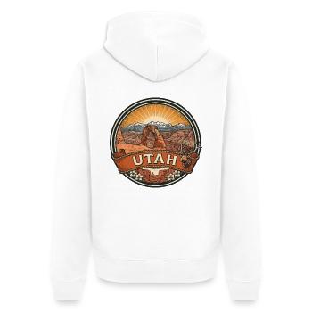 Utah Delicate Arch Canyon Vintage-Reisegeschenk - Unisex Premium Bio Zip Hoodie - Weiß - Hinten - Thijin (182cm)