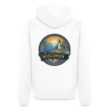 Wisconsin Door County Leuchtturm-Reisegeschenk - Unisex Premium Bio Zip Hoodie - Weiß - Hinten - Thijin (182cm)
