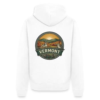 Vermont Green Mountains Herbstreise-Abzeichen - Unisex Premium Bio Zip Hoodie - Weiß - Hinten - Thijin (182cm)