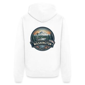 Washington Mount Rainier Space Needle Geschenk - Unisex Premium Bio Zip Hoodie - Weiß - Hinten - Thijin (182cm)