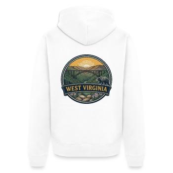 West Virginia New River Gorge Reiseabzeichen - Unisex Premium Bio Zip Hoodie - Weiß - Hinten - Thijin (182cm)