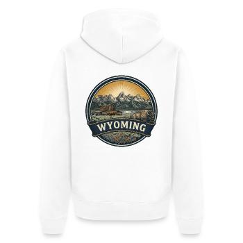 Reisesouvenir der Wyoming Grand Teton Mountains - Unisex Premium Bio Zip Hoodie - Weiß - Hinten - Thijin (182cm)