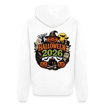 Halloween 2026 Kürbis Kostüm - Unisex Premium Bio Zip Hoodie - Weiß - Hinten - Thijin (182cm)