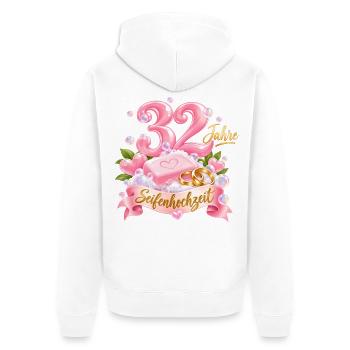 32 Jahre Hochzeitstag Seifenhochzeit  - Unisex Premium Bio Zip Hoodie - Weiß - Hinten - Thijin (182cm)