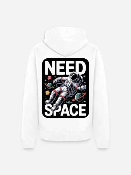 I Need Space - Unisex Premium Bio Zip Hoodie - Weiß