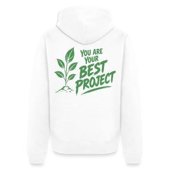 You Are Your Best Project Achtsamkeit Pflanzen - Unisex Premium Bio Zip Hoodie - Weiß - Hinten - Thijin (182cm)