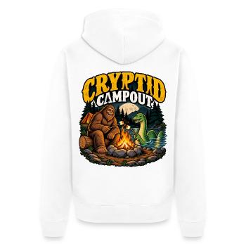 Cryptid Campout: Bigfoot & Snake Campfire - Unisex Premium Bio Zip Hoodie - Weiß - Hinten - Thijin (182cm)