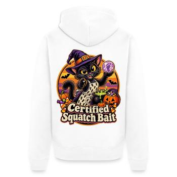 Halloween-Hexenkatze Certified Squatch Bait - Unisex Premium Bio Zip Hoodie - Weiß - Hinten - Thijin (182cm)