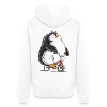 Pinguin Fahrrad Radfahrer Radsport Tierhumor - Unisex Premium Bio Zip Hoodie - Weiß - Hinten - Thijin (182cm)