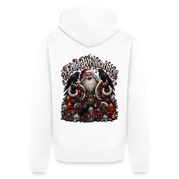Heavy Metal Santa Totenschädeln - Unisex Premium Bio Zip Hoodie - Weiß - Hinten - Thijin (182cm)