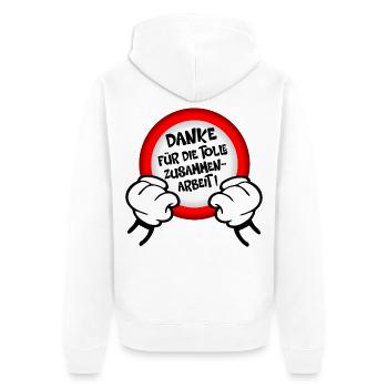 Abschied Kollegen Danke - Unisex Premium Bio Zip Hoodie - Weiß - Hinten - Thijin (182cm)