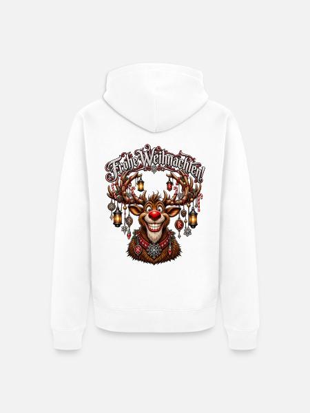 Rentierkrone mit Laternen - Unisex Premium Bio Zip Hoodie - Weiß