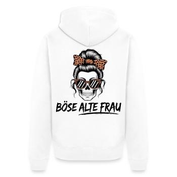 Böse Alte Frau Skull – Lustiger Totenkopf Frauen - Unisex Premium Bio Zip Hoodie - Weiß - Hinten - Thijin (182cm)