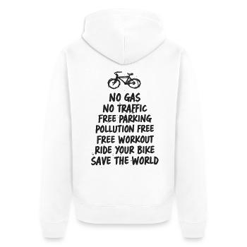 Safe the world - Unisex Premium Bio Zip Hoodie - Weiß - Hinten - Thijin (182cm)