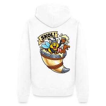 Skol Biene im Wikingerhorn - Unisex Premium Bio Zip Hoodie - Weiß - Hinten - Thijin (182cm)