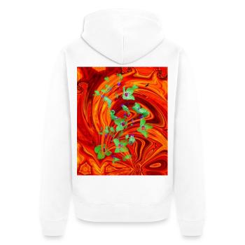 grüne Neonfeuerblume - Unisex Premium Bio Zip Hoodie - Weiß - Hinten - Thijin (182cm)