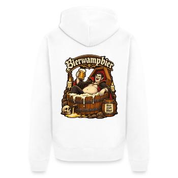 Vampir im Bierfass – Bier statt Blut - Unisex Premium Bio Zip Hoodie - Weiß - Hinten - Thijin (182cm)