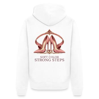 Selbstvertrauen in pinken Absätzen - Unisex Premium Bio Zip Hoodie - Weiß - Hinten - Thijin (182cm)