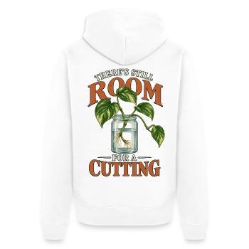 Es ist noch Platz für einen Stichling - Unisex Premium Bio Zip Hoodie - Weiß - Hinten - Thijin (182cm)