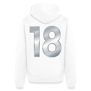 Zahl 18 Achtzehn - Unisex Premium Bio Zip Hoodie - Weiß - Hinten - Thijin (182cm)
