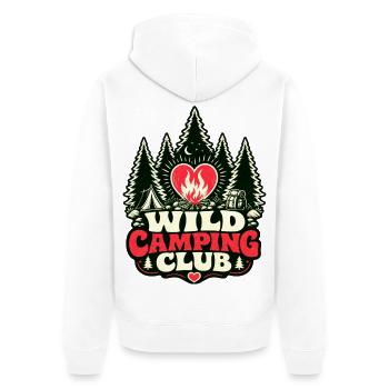 WILD CAMPING CLUB - Unisex Premium Bio Zip Hoodie - Weiß - Hinten - Thijin (182cm)