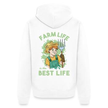 Farm Life Is The Best Life Bauernhof Dorfkind - Unisex Premium Bio Zip Hoodie - Weiß - Hinten - Thijin (182cm)