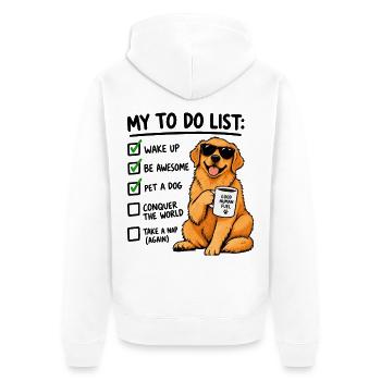 Golden Retriever To Do List – Lustiger Hund Kaffee - Unisex Premium Bio Zip Hoodie - Weiß - Hinten - Thijin (182cm)