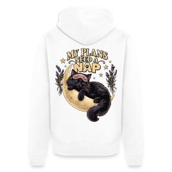My Plans Need A Nap – Katzen Schlafspruch - Unisex Premium Bio Zip Hoodie - Weiß - Hinten - Thijin (182cm)