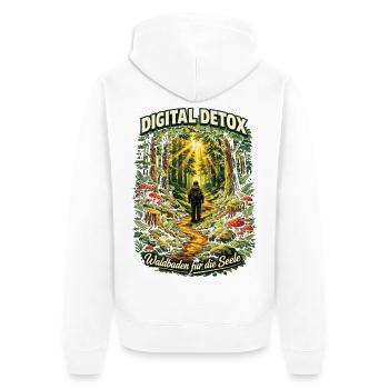 Digital Detox – Waldbaden für die Seele - Unisex Premium Bio Zip Hoodie - Weiß - Hinten - Thijin (182cm)