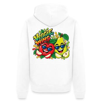 Veggie Wins Apfel Birne - Unisex Premium Bio Zip Hoodie - Weiß - Hinten - Thijin (182cm)