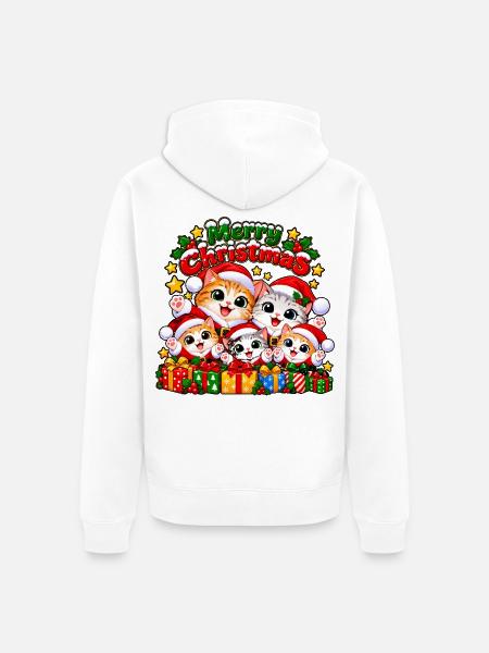 Weihnachts Katzen - Unisex Premium Bio Zip Hoodie - Weiß