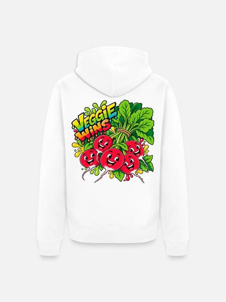 Veggie Wins Radieschen - Unisex Premium Bio Zip Hoodie - Weiß