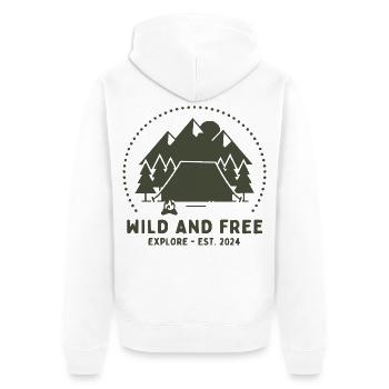 Wilde Freiheit Camping-Logo - Unisex Premium Bio Zip Hoodie - Weiß - Hinten - Thijin (182cm)
