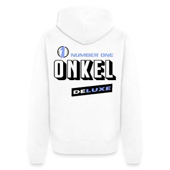 Onkel Number One Deluxe Bester Familie  - Unisex Premium Bio Zip Hoodie - Weiß - Hinten - Thijin (182cm)