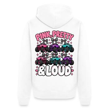Pink Pretty & Loud Monster Trucks - Unisex Premium Bio Zip Hoodie - Weiß - Hinten - Thijin (182cm)