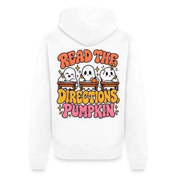 Read the Directions Pumpkin Cartoon - Unisex Premium Bio Zip Hoodie - Weiß - Hinten - Thijin (182cm)